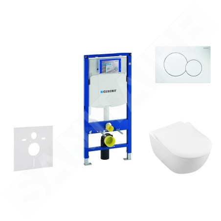 Geberit Duofix - Ensemble bâti-support, cuvette de toilette et siège Subway 2.0, DirectFlush, SoftClose, CeramicPlus et plaque