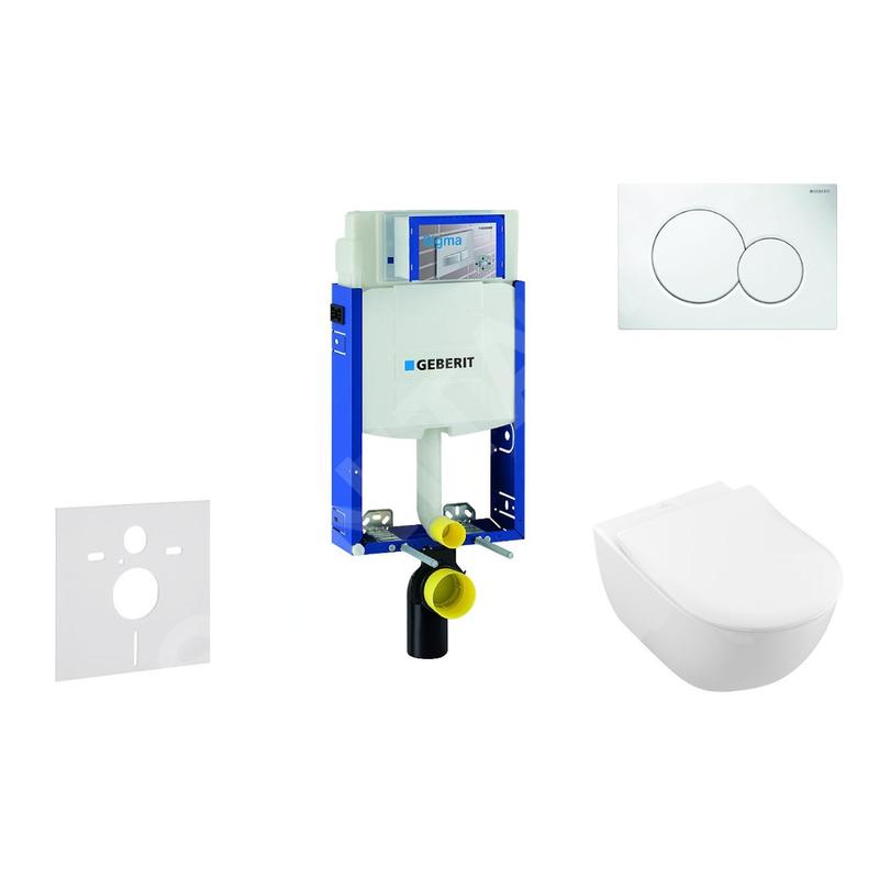 Geberit Kombifix - Ensemble bâti-support, cuvette de toilette et siège Subway 2.0, DirectFlush, SoftClose, CeramicPlus et