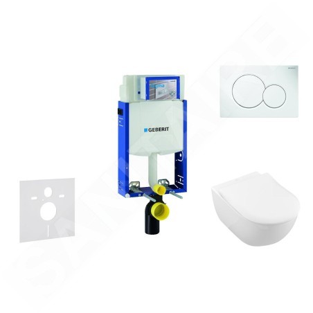 Geberit Kombifix - Ensemble bâti-support, cuvette de toilette et siège Subway 2.0, DirectFlush, SoftClose, CeramicPlus et