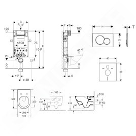 Geberit Kombifix - Ensemble bâti-support, cuvette de toilette et siège Subway 2.0, DirectFlush, SoftClose, CeramicPlus et