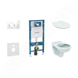 Geberit Duofix - Set d'installation pré-murale, cuvette Alpha avec abattant, plaque de déclenchement Sigma20, blanc/chrome