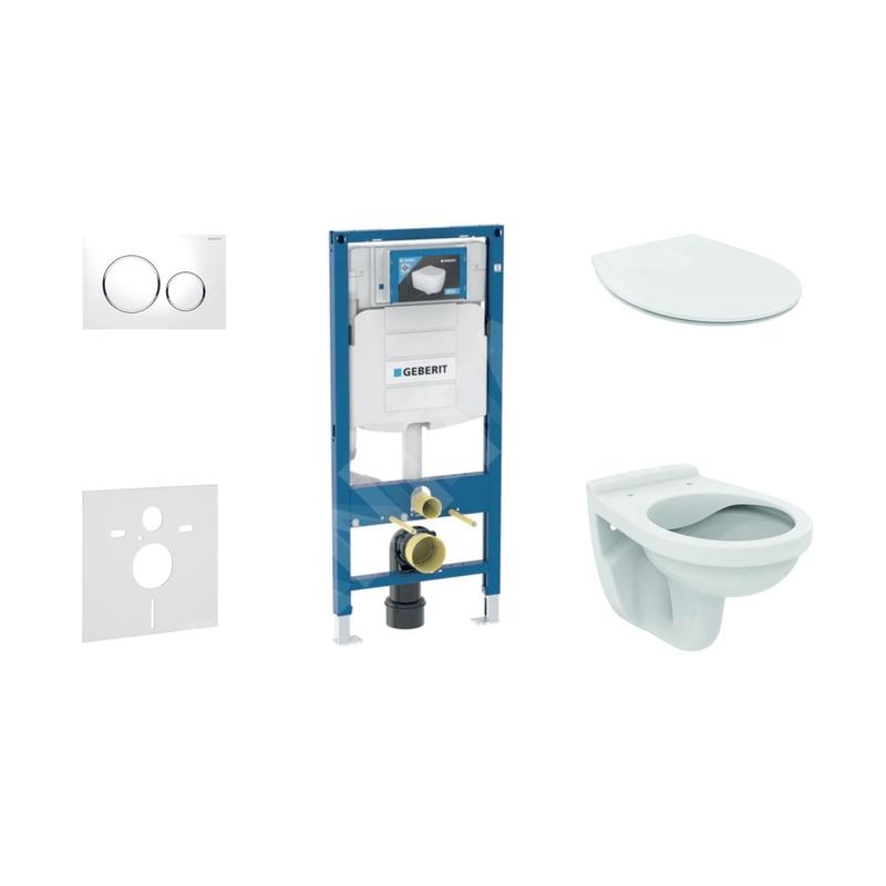 Geberit Duofix - Set d'installation pré-murale, cuvette Alpha avec abattant, plaque de déclenchement Sigma20, blanc/chrome