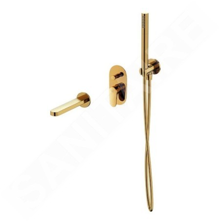 Cersanit Inverto - Mitigeur de baignoire encastré, montage 3 trous, avec corps, avec accessoires, doré S952-045