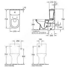Villeroy & Boch Hommage - Réservoir de chasse d’eau, avec CeramicPlus, blanc - réservoir, laiton allié 772116R1