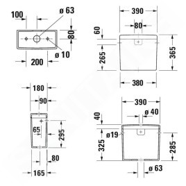 Duravit Starck 3 - Réservoir de chasse, Dual-Flush, alimentation par la droite/ la gauche, blanc 0920000005