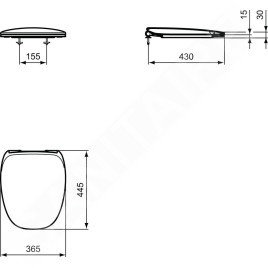 Ideal Standard Dea - Siège de toilettes ultra plat softclose, blanc mat T676783