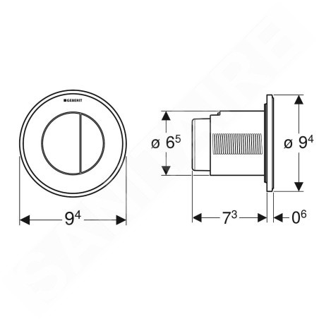 Geberit Systèmes de chasse d’eau - Déclenchement à distance type 01, pneumatique, pour rinçage double touche, chrome brillant