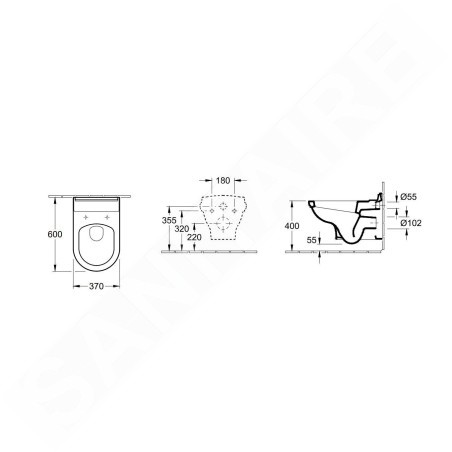 Villeroy & Boch Hommage - Cuvette de WC suspendue, CeramicPlus, Pure Black 6661B0R7