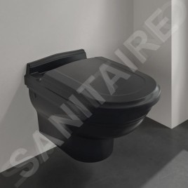 Villeroy & Boch Hommage - Cuvette de WC suspendue, CeramicPlus, Pure Black 6661B0R7