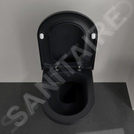Villeroy & Boch Hommage - Cuvette de WC suspendue, CeramicPlus, Pure Black 6661B0R7