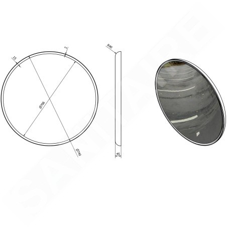 Sapho Float - Miroir avec éclairage LED, diamètre 740 mm, blanc 22574