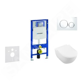 Geberit Duofix - Ensemble bâti-support, cuvette de toilette et siège Subway 2.0, DirectFlush, SoftClose, CeramicPlus et plaque