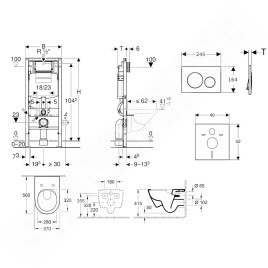 Geberit Duofix - Ensemble bâti-support, cuvette de toilette et siège Subway 2.0, DirectFlush, SoftClose, CeramicPlus et plaque