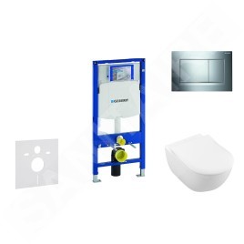 Geberit Duofix - Ensemble bâti-support, cuvette de toilette et siège Subway 2.0, DirectFlush, SoftClose, CeramicPlus et plaque
