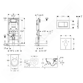 Geberit Duofix - Ensemble bâti-support, cuvette de toilette et siège Subway 2.0, DirectFlush, SoftClose, CeramicPlus et plaque