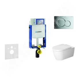 Geberit Kombifix - Ensemble bâti-support, cuvette de toilette et siège ME by Starck, Rimless, SoftClose, plaque Sigma01, chrome