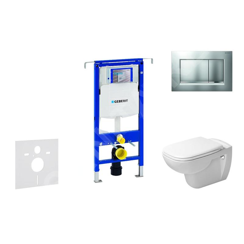 Geberit Duofix - Ensemble bâti-support, cuvette de toilette et siège D-Code, Rimless, SoftClose, plaque Sigma30, chrome mat /