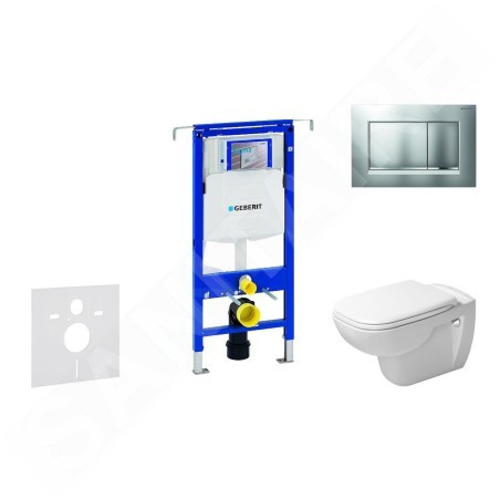 Geberit Duofix - Ensemble bâti-support, cuvette de toilette et siège D-Code, Rimless, SoftClose, plaque Sigma30, chrome mat /
