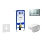 Geberit Duofix - Ensemble bâti-support, cuvette de toilette et siège D-Code, Rimless, SoftClose, plaque Sigma30, chrome mat /