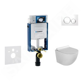 Geberit Kombifix - Set de bâti-support, cuvette Gaia et abattant softclose, plaque de déclenchement Sigma20, blanc/chrome