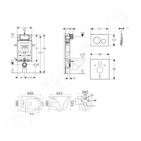 Geberit Kombifix - Set de bâti-support, cuvette Gaia et abattant softclose, plaque de déclenchement Sigma20, blanc/chrome
