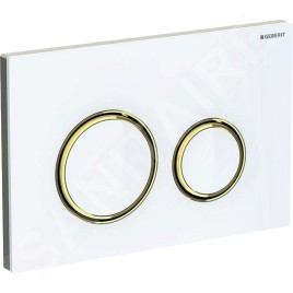 Geberit Sigma21 - Plaque de déclenchement 2 touches, blanc / laiton 115.652.SI.1