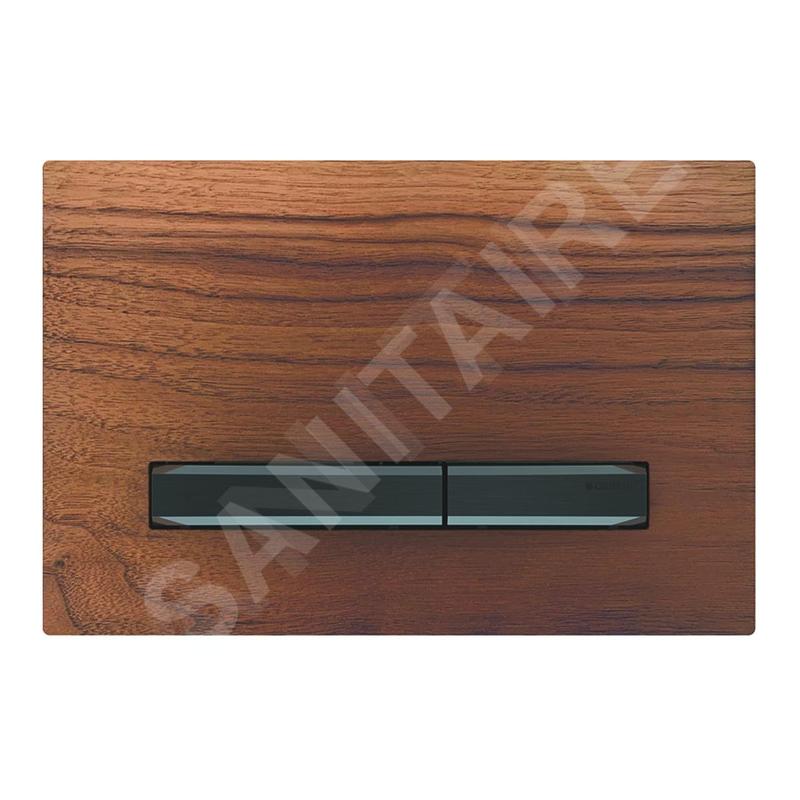 Geberit Sigma50 - Plaque de déclenchement 2 touches, noyer américain / chromé noir 115.671.JX.2