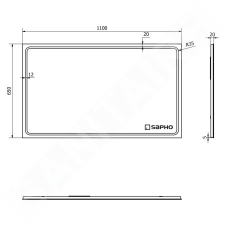 Sapho Gemini II - Miroir avec éclairage LED, 1100x650 mm GM110