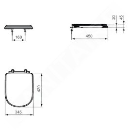 Ideal Standard Calla - Siège de toilettes, blanc T627801