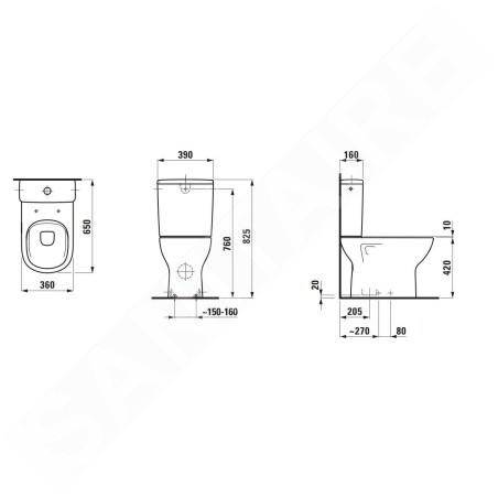 Laufen Lua - WC cuvette à poser, Rimless, vidage au fond, LCC, blanc H8240870000001