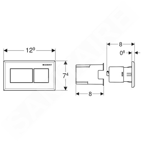 Geberit Systèmes de chasse d’eau - Déclenchement à distance pneumatique, pour rinçage double touche, chrome brossé 116.051.GH.1