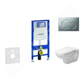 Geberit Duofix - Ensemble bâti-support, cuvette de toilette et siège D-Code, Rimless, SoftClose, plaque Sigma01, chrome mat