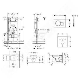 Geberit Duofix - Ensemble bâti-support, cuvette de toilette et siège D-Code, Rimless, SoftClose, plaque Sigma01, chrome mat