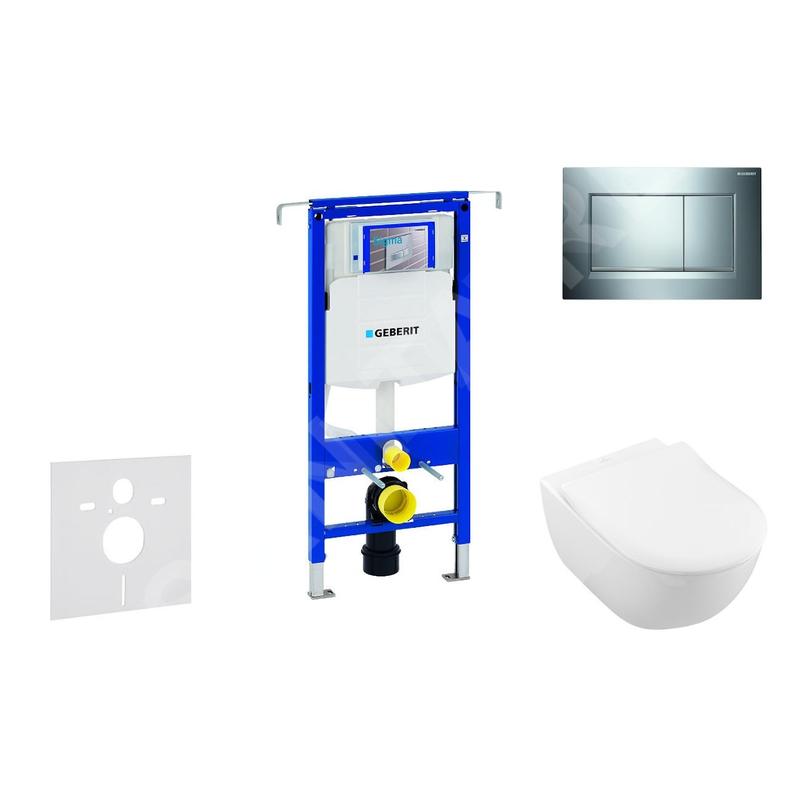 Geberit Duofix - Ensemble bâti-support, cuvette de toilette et siège Subway 2.0, DirectFlush, SoftClose, CeramicPlus et plaque
