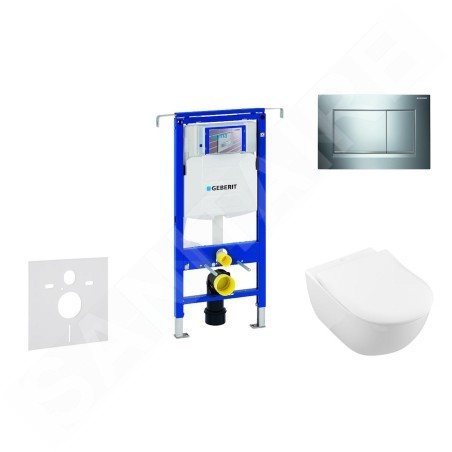 Geberit Duofix - Ensemble bâti-support, cuvette de toilette et siège Subway 2.0, DirectFlush, SoftClose, CeramicPlus et plaque