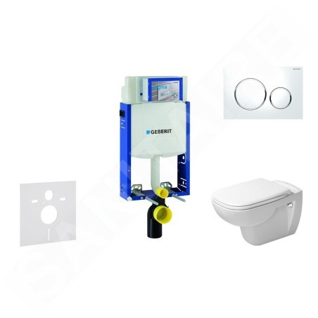Geberit Kombifix - Ensemble bâti-support, cuvette de toilette et siège D-Code, Rimless, SoftClose, plaque Sigma20, blanc/chrome