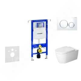 Geberit Duofix - Ensemble bâti-support, cuvette de toilette et siège ME by Starck, Rimless, SoftClose, plaque Sigma20,