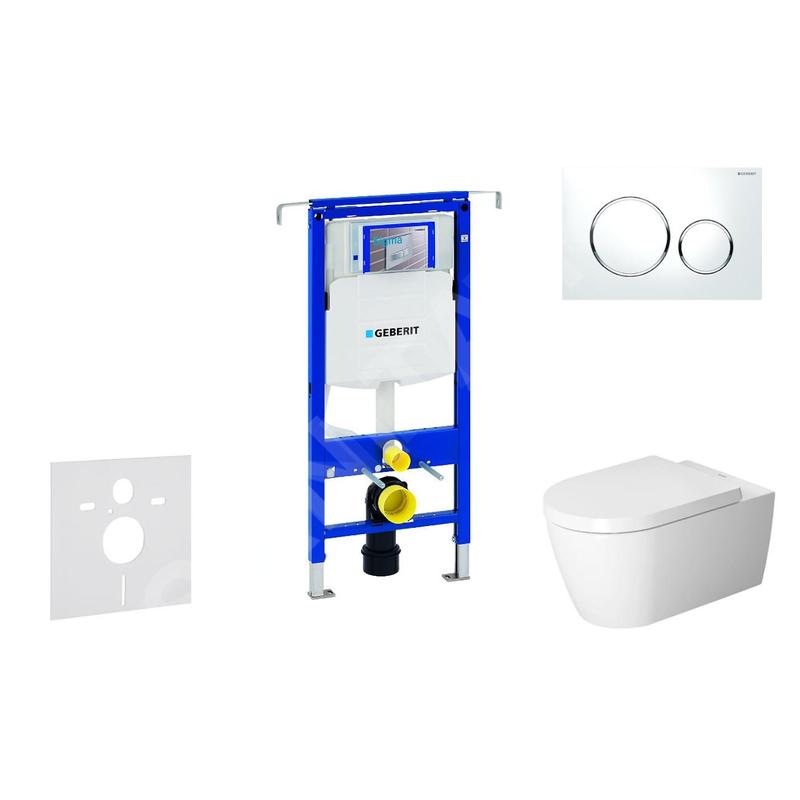 Geberit Duofix - Ensemble bâti-support, cuvette de toilette et siège ME by Starck, Rimless, SoftClose, plaque Sigma20,
