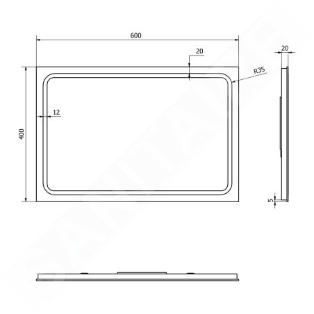 Sapho Gemini II - Miroir avec éclairage LED, 400x600 mm GM040
