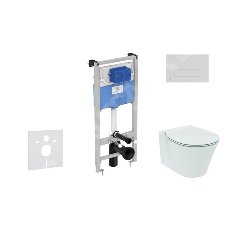 Ideal Standard ProSys - Ensemble pour WC suspendu, cuvette et abattant Connect Air, Plaque de déclenchement Oleas M2,