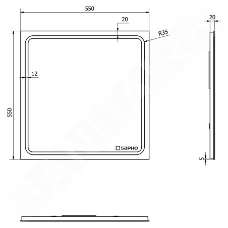 Sapho Gemini II - Miroir avec éclairage LED, 550x550 cm GM055