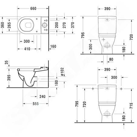 Duravit Starck 3 - WC à poser à installer avec réservoir, blanc 0128090000