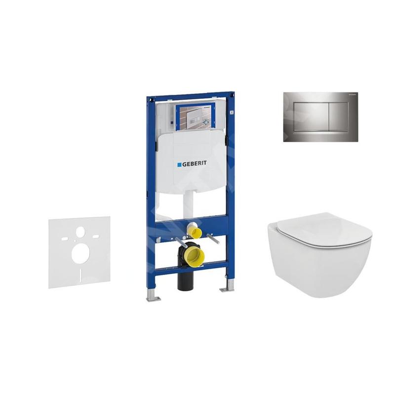 Geberit Duofix - Bâti-support pour WC suspendu avec plaque de déclenchement Sigma 30, chrome brillant/chrome mat + Ideal
