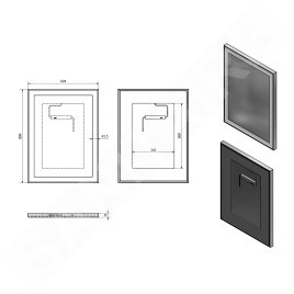 Sapho Luminar - Miroir en cadre avec éclairage LED, 600x800 mm, chrome NL557