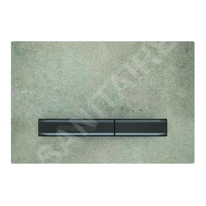 Geberit Sigma50 - Plaque de déclenchement 2 touches, décor béton / chromé noir 115.671.JV.2