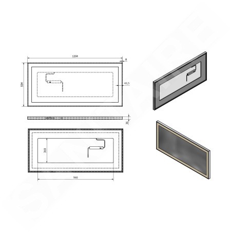 Sapho Luminar - Miroir en cadre avec éclairage LED 1200x550 mm, chrome NL560