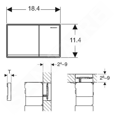 Geberit Omega60 - Plaque de déclenchement, chrome / lave 115.081.JK.1