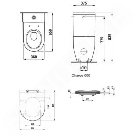 Laufen Pro - Ensemble complet de WC sur pied combiné, évacuation arrière/inférieur, SoftClose, blanc H8679530009701
