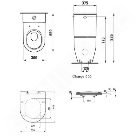 Laufen Pro - Ensemble complet de WC sur pied combiné, évacuation arrière/inférieur, SoftClose, blanc H8679530009701