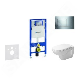 Geberit Duofix - Ensemble bâti-support, cuvette de toilette et siège D-Code, Rimless, SoftClose, plaque Sigma30, chrome